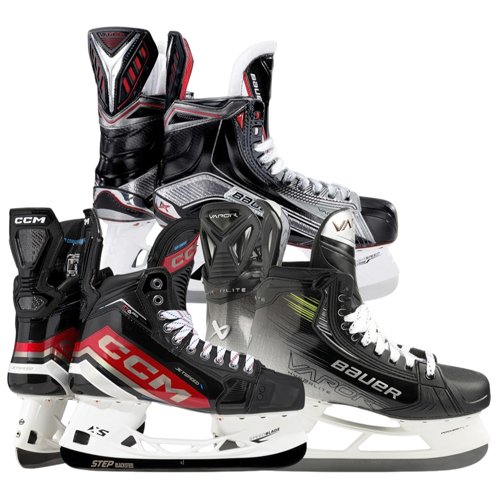 Used ice hockey skates from Bauer and CCM – cleaned, graded, and ready to ship for up to 80% off retail